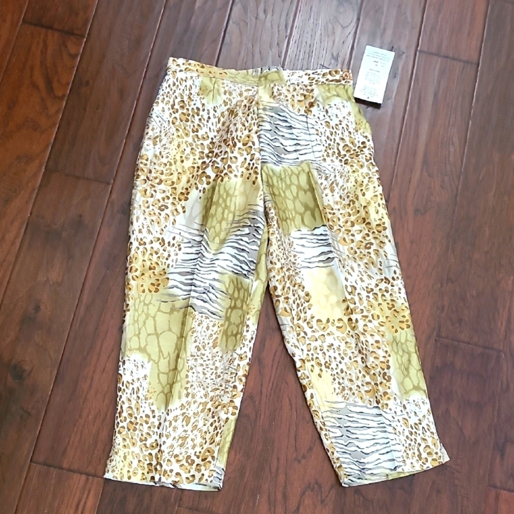 NWT Mlle Gabrielle Multicolor Animal Print Ankle Pants size 10